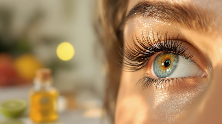 Auge mit geschwungenen Wimpern